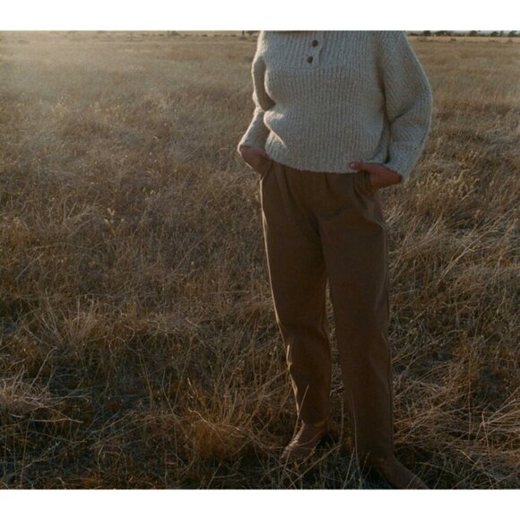 💕DOEN💕 Louvre Pant ~ High Waisted Pleated Ankle Pants Bark Brown 6 NWT - Picture 9 of 16